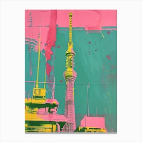 Tokyo Skytree Duotone Silkscreen 1 Canvas Print