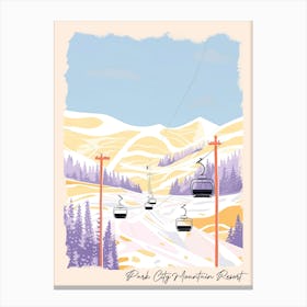 Poster Of Park City Mountain Resort   Utah, Usa, Ski Resort Pastel Colours Illustration 0 Canvas Print