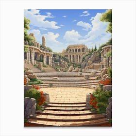 Bodrum Castle St Peters Caastle Pixel Art 3 Canvas Print