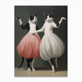 "Feline Choreography: The Dance of Two Cats" Canvas Print