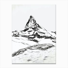 Matterhorn Switzerland Italy Line Drawing 6 Canvas Print