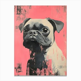 Minimal Pug With Pink Background 1 Canvas Print