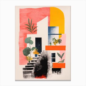 A House In Mallorca, Abstract Risograph Style 1 Canvas Print