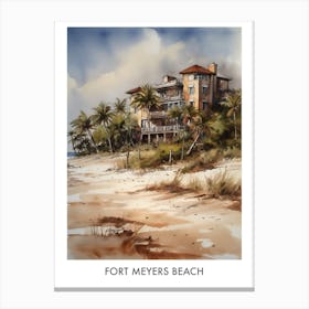 Fort Myers Beach Watercolor 1travel Poster Canvas Print