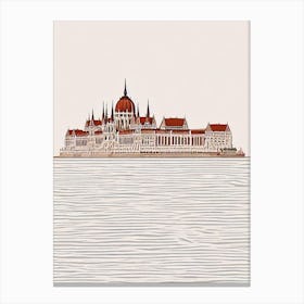 Danube Promenade Budapest Boho Landmark Illustration Canvas Print