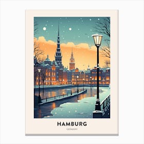Winter Night  Travel Poster Hamburg Germany 1 Canvas Print