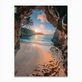 Sunset At The Cave Canvas Print