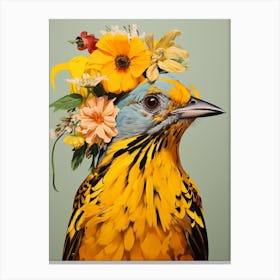 Bird With A Flower Crown Yellowhammer 1 Canvas Print