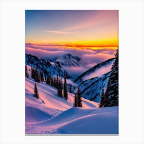 Chamonix, France Sunrise 3 Skiing Poster Canvas Print