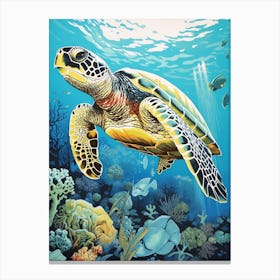 Sea Turtle Exploring The Ocean 5 Canvas Print