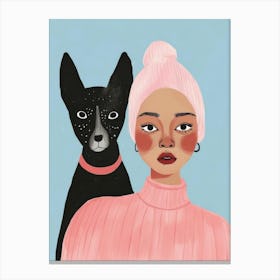 Girl And Her Dog 1 Canvas Print