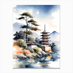 Japanese Landscape Watercolor Painting (96) Canvas Print