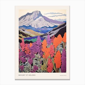 Mount St Helens United States 7 Colourful Mountain Illustration Poster Canvas Print