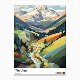 The Alps   Geometric Vector Illustration 4 Poster Canvas Print