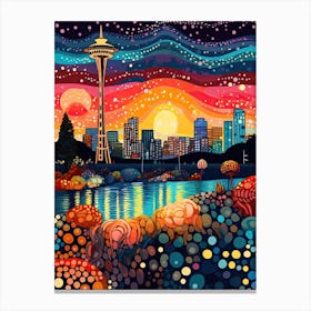 Vancouver, Illustration In The Style Of Pop Art 2 Canvas Print