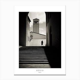 Poster Of Assisi, Italy, Black And White Analogue Photography 4 Canvas Print
