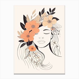 Bloom Body Woman Neutral Colours Boho Style 2 Canvas Print