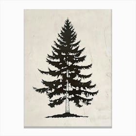 Hemlock Tree Simple Geometric Nature Stencil 2 Canvas Print