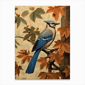 Dark And Moody Botanical Blue Jay 3 Canvas Print