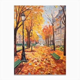 Autumn City Park Painting Parc Monceau Paris France 2 Canvas Print