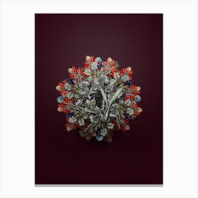 Vintage Clamshell Orchid Floral Wreath on Wine Red n.1519 Canvas Print