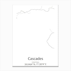 Cascades,United States Minimalist Map Canvas Print