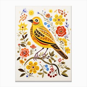 Scandinavian Bird Illustration Yellowhammer 2 Canvas Print