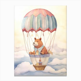Baby Capybara 3 In A Hot Air Balloon Canvas Print