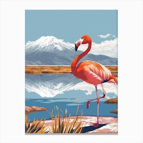 Greater Flamingo Andean Plateau Chile Tropical Illustration 6 Canvas Print