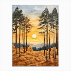 Sunset In The Woods Canvas Print