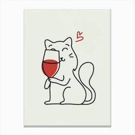 Cat Drinking Wine 1 Canvas Print