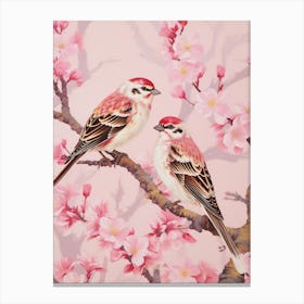 Vintage Japanese Inspired Bird Print House Sparrow 2 Canvas Print