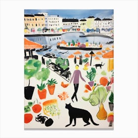 The Food Market In Stockholm 4 Illustration Canvas Print