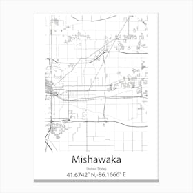 Mishawaka,United States Minimalist Map Stampe su tela