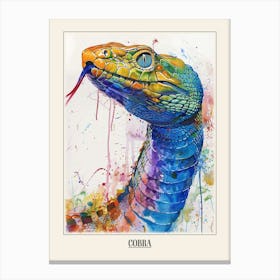 Cobra Colourful Watercolour 3 Poster Canvas Print