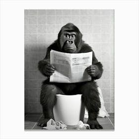 Gorilla on Toilet Funny Picture Canvas Print