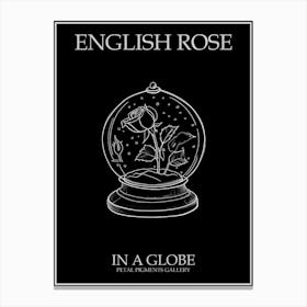 English Rose In A Globe Line Drawing 4 Poster Inverted Canvas Print