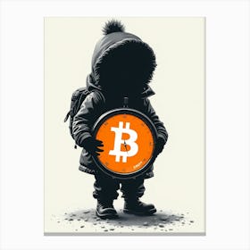 Bitcoin Child Holding Compass Canvas Print