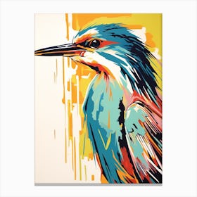 Andy Warhol Style Bird Green Heron 2 Canvas Print