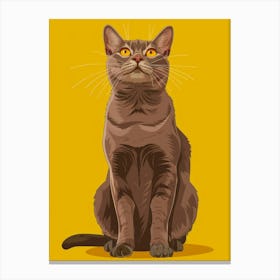 Cat Sitting On Yellow Background Canvas Print