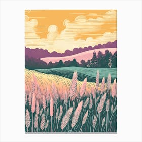 Kornfeld Pastell Illustration kunst, Ruhe und Stille Canvas Print