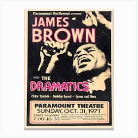 Tallenge James Brown Paramount Theatre 1971 Vintage Music Concert Poster Canvas Print