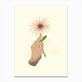 Hand Holding A Flower 1 Canvas Print