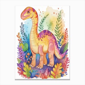Pastel Rainbow Oviraptor Dinosaur Canvas Print