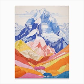 Huascaran Peru 2 Colourful Mountain Illustration Canvas Print