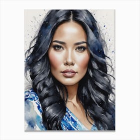 Asian Woman With Long Hair Canvas Print