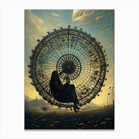 Woman In A Wheel Canvas Print