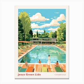 Jesus Green Lido Cambridge Swimming Poster Canvas Print