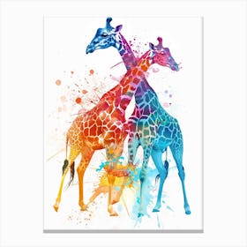 Giraffe Pair Watercolour 4 Canvas Print