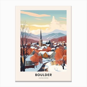 Vintage Winter Travel Poster Boulder Colorado 2 Canvas Print